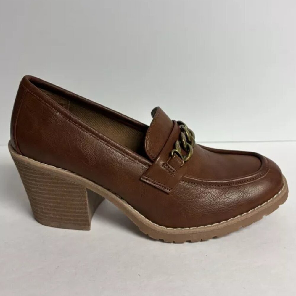 Eurosoft Women’s Daniya Cognac Block Heel Pumps, Size 7.5 M